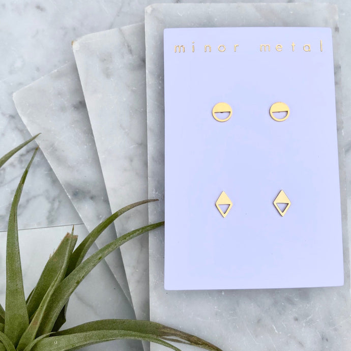 geometric stud earring set