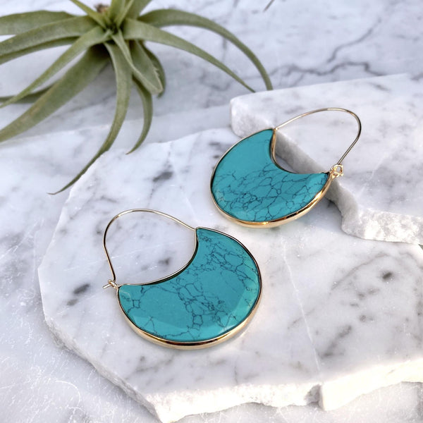 turquoise gemstone hoop earrings