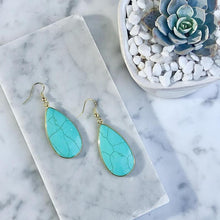 genuine turquoise pear-shaped drop earrings