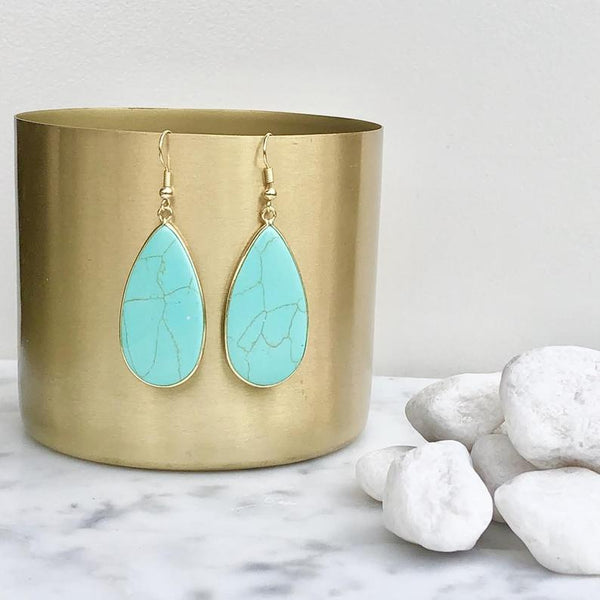 genuine turquoise pear-shaped drop earrings