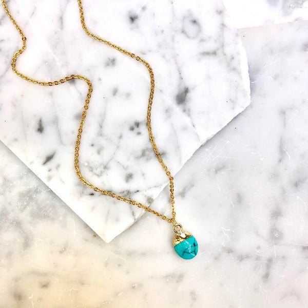 gold-dipped turquoise drop necklace