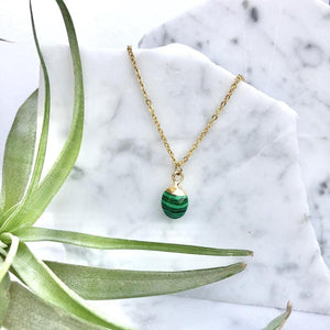 gold-dipped malachite drop necklace