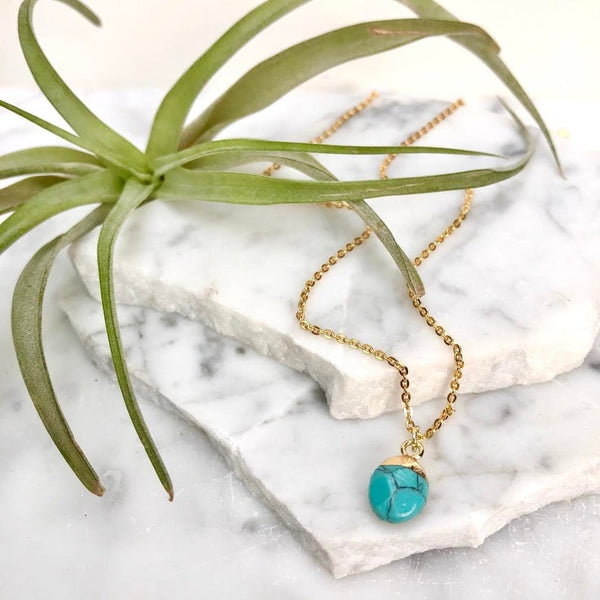 gold-dipped turquoise drop necklace