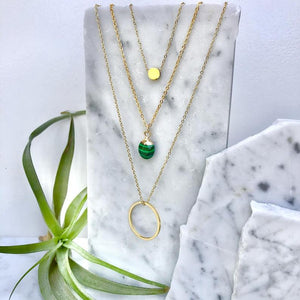 gold-dipped malachite drop necklace