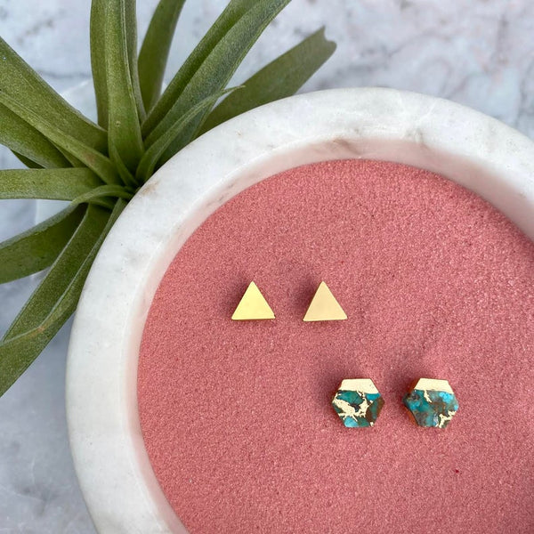 turquoise hexagon stud earring set