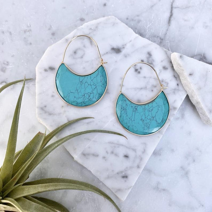 turquoise gemstone hoop earrings