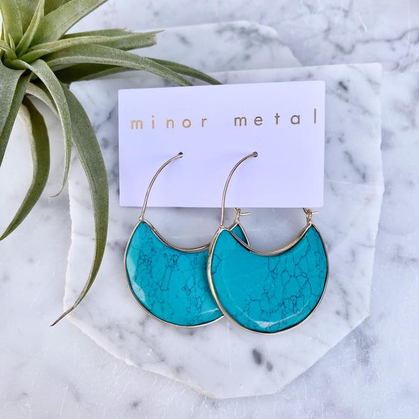 turquoise gemstone hoop earrings
