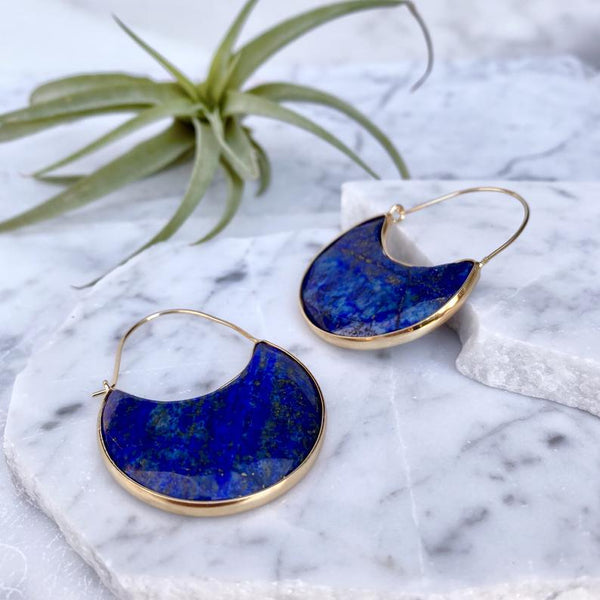lapis lazuli hoop earrings