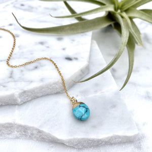 turquoise drop threader earrings