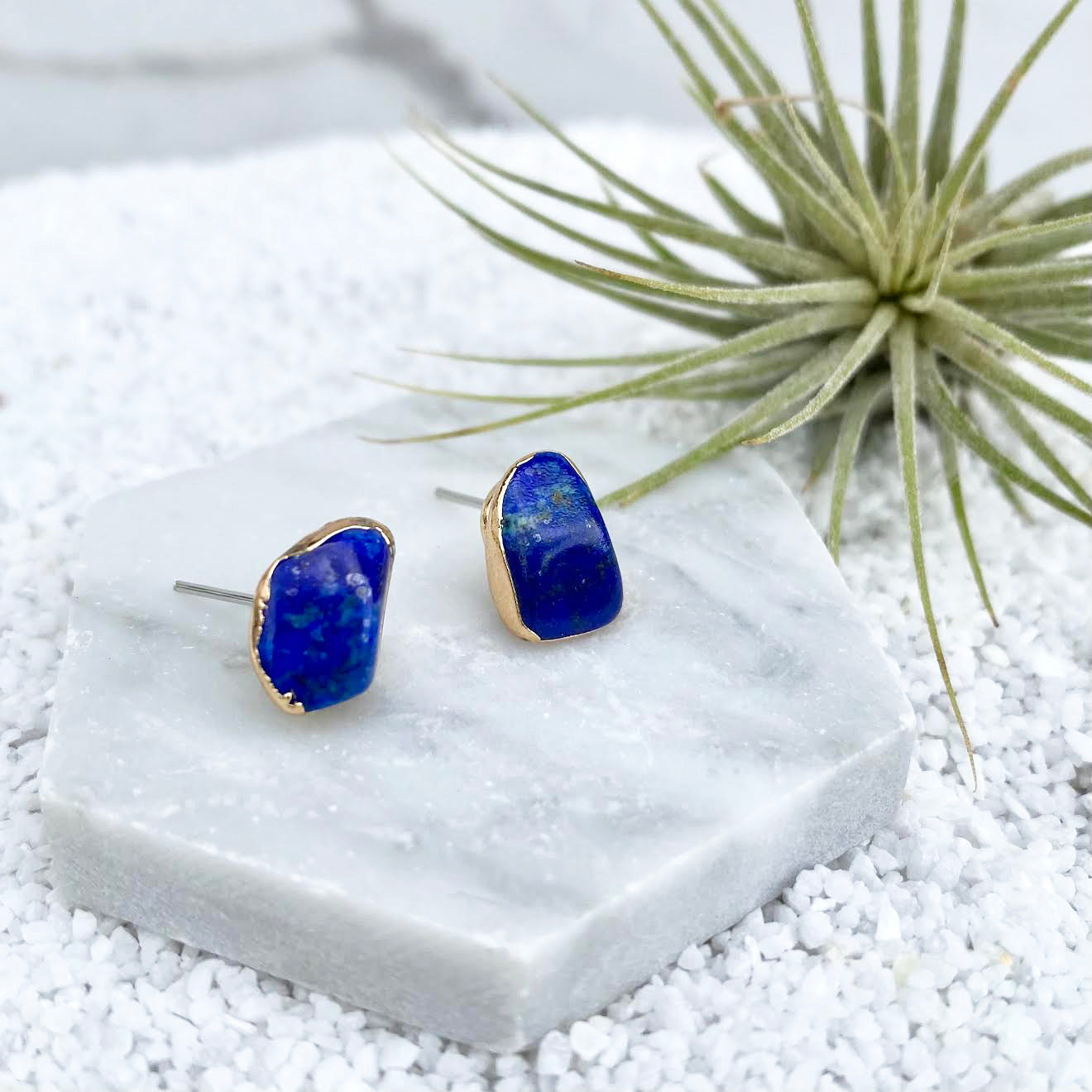 irregular lapis lazuli stud earrings