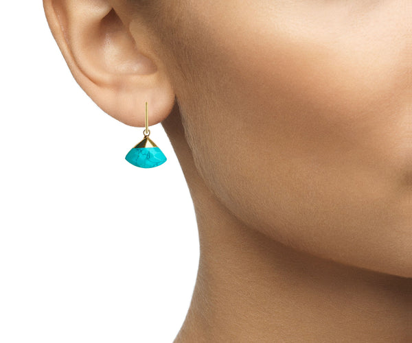 gold dipped turquoise drop earrings